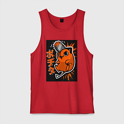 Майка мужская хлопок Человек-бензопила Почита, цвет: красный