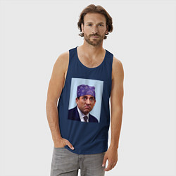 Майка мужская хлопок Michael Scott - Prison mike the office meme, цвет: тёмно-синий — фото 2