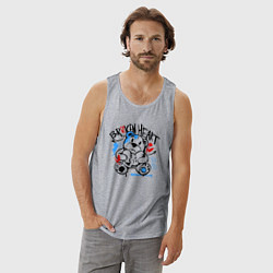 Майка мужская хлопок Разбитое сердце и медведь, цвет: меланж — фото 2