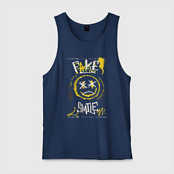 Майка мужская хлопок Фальшивая улыбка, цвет: тёмно-синий