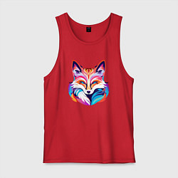 Мужская майка Яркий разноцветный портрет лисы