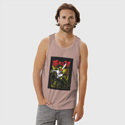 Майка мужская хлопок Человек-бензопила Денджи воплощение демона, цвет: пыльно-розовый — фото 2