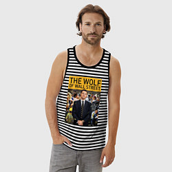 Майка мужская хлопок The wolf of wall street - Leo, цвет: черная тельняшка — фото 2