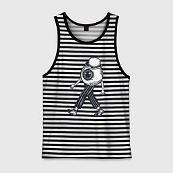 Майка мужская хлопок Глаз человек, цвет: черная тельняшка