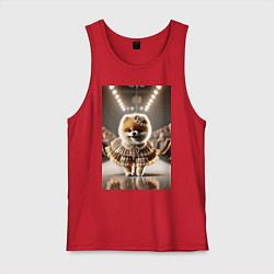 Мужская майка Милый Шпиц в шикарном платье на подиуме - показ мо