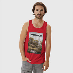 Майка мужская хлопок Vyacheslav озеро, цвет: красный — фото 2