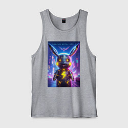 Мужская майка Cyber Pikachu - metal style neon glow