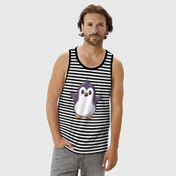 Майка мужская хлопок Привет от пингвинёнка, цвет: черная тельняшка — фото 2