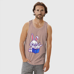 Майка мужская хлопок Кролики с книжкой, цвет: пыльно-розовый — фото 2