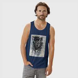 Майка мужская хлопок Абстрактная графика Blue, цвет: тёмно-синий — фото 2