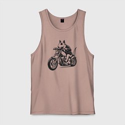 Мужская майка Бультерьер байкер на мотоцикле чоппере