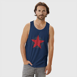 Майка мужская хлопок Red star symbol, цвет: тёмно-синий — фото 2