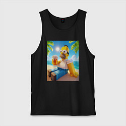 Мужская майка Гомер Симпсон в стиле Майнкрафт с кружкой пива - н