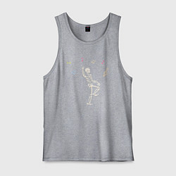 Майка мужская хлопок Скелет танцует, цвет: меланж