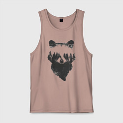 Мужская майка Лицо енота из деревьев