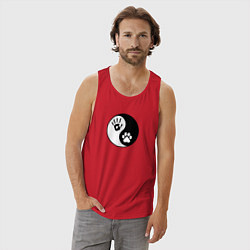 Майка мужская хлопок Инь ян символ квадробика, цвет: красный — фото 2