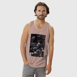 Майка мужская хлопок Волки коллаж, цвет: пыльно-розовый — фото 2