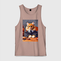 Майка мужская хлопок Рыжий кот адвокат - нейроарт, цвет: пыльно-розовый