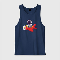 Мужская майка Космонавт в самолёте