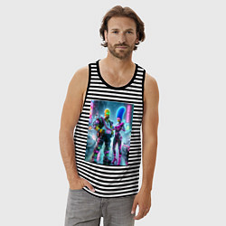 Майка мужская хлопок Marge and Homer in the pouring rain - cyberpunk, цвет: черная тельняшка — фото 2