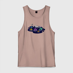 Майка мужская хлопок Космическое плавание, цвет: пыльно-розовый