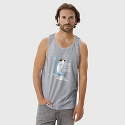 Майка мужская хлопок Акула на волнах, цвет: меланж — фото 2