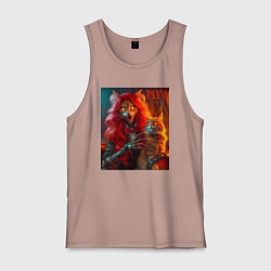 Мужская майка Ведьма с рыжим котом - хэллоуин