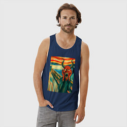 Майка мужская хлопок Демон кричит на картине Эдварда Мунка - мем искусс, цвет: тёмно-синий — фото 2