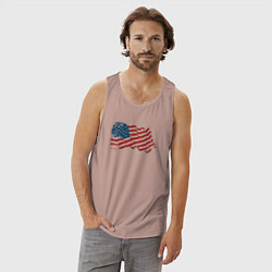 Майка мужская хлопок Развевающий флаг США, цвет: пыльно-розовый — фото 2
