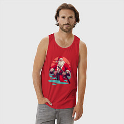 Майка мужская хлопок Дед Мороз Самурай, цвет: красный — фото 2