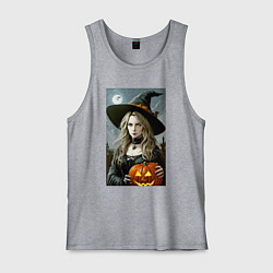 Мужская майка Ведьма держит тыкву - хэллоуин