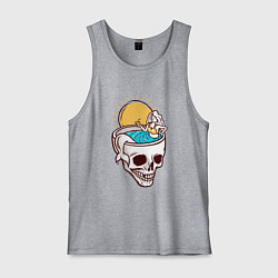 Майка мужская хлопок Русалочка в черепе, цвет: меланж