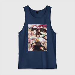 Майка мужская хлопок Дандадан: Момо Аясэ, цвет: тёмно-синий