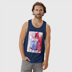 Майка мужская хлопок Моя геройская академия Сёто Тодороки лисы, цвет: тёмно-синий — фото 2