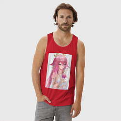 Майка мужская хлопок Genshin Impact Яэ Мико, цвет: красный — фото 2