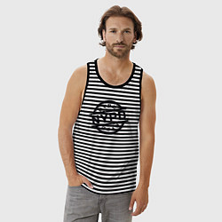 Майка мужская хлопок New York police, цвет: черная тельняшка — фото 2