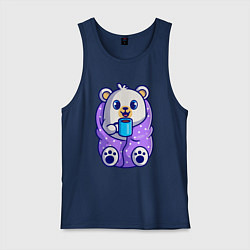 Мужская майка Белый мишка в одеяле