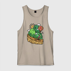 Майка мужская хлопок Велосипедное путешествие, цвет: миндальный