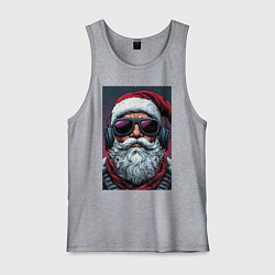 Майка мужская хлопок Санта Клаус в очках, цвет: меланж