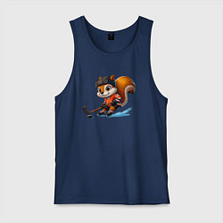 Майка мужская хлопок Squirrel cub is the forward of the New Jersey devi, цвет: тёмно-синий