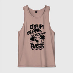 Майка мужская хлопок Drum n Bass: More Bass, цвет: пыльно-розовый