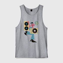 Майка мужская хлопок Профессия диджей, цвет: меланж