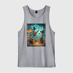 Мужская майка Трио скелетов музицируют на грибной поляне