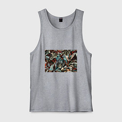 Майка мужская хлопок Абстракция цветы и листья, цвет: меланж