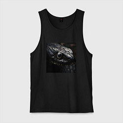 Майка мужская хлопок Змеиный образ в чёрном, цвет: черный