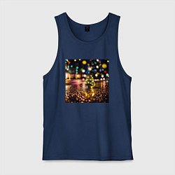 Майка мужская хлопок Новогодняя маленькая ёлочка, цвет: тёмно-синий