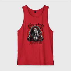 Майка мужская хлопок Санта Муэрто с скелетами, цвет: красный