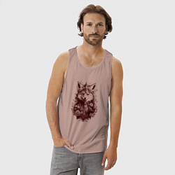 Майка мужская хлопок Нарядная лиса, цвет: пыльно-розовый — фото 2