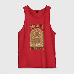 Майка мужская хлопок Pawsitive vibes, цвет: красный