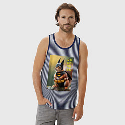 Майка мужская хлопок Bat squirrel - oreshnik meme, цвет: синяя тельняшка — фото 2